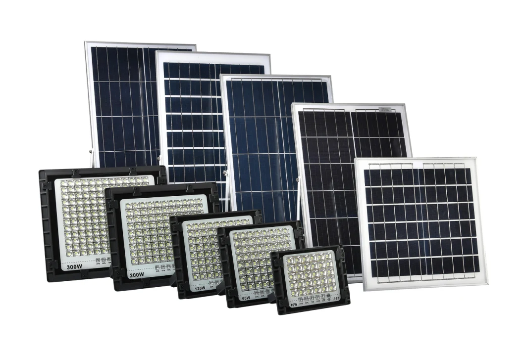 40W 60W 120W 200W 300W Solar Courtyard Lamp with Linear Function IP65 Solar Flood Light