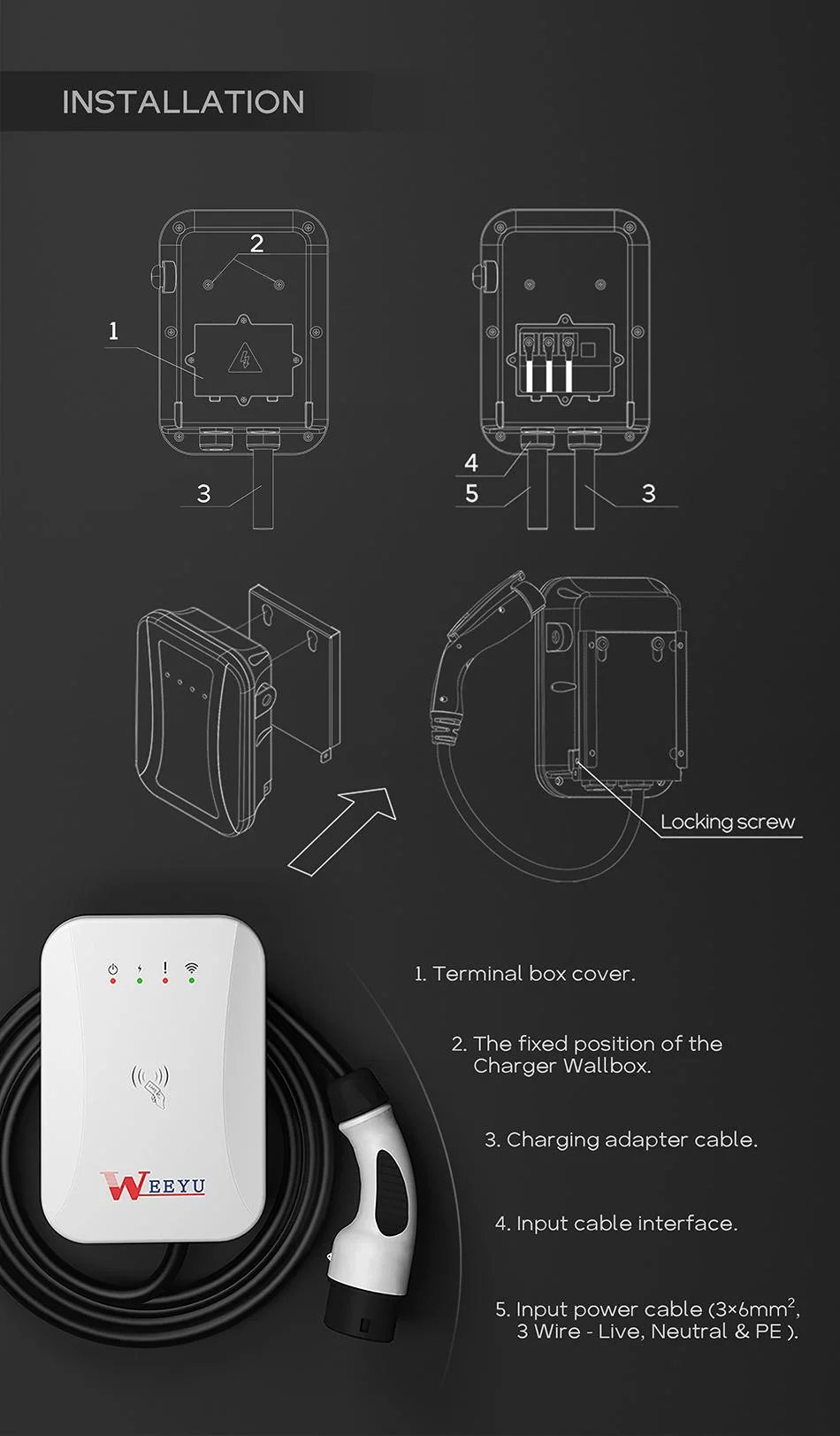 Best Price EV Rapid Charger Type 4 AC Level 2 Wallbox 32A 7 Kw Charging Station Wall Mounted Charging Pile Wallbox with Mounting Pole