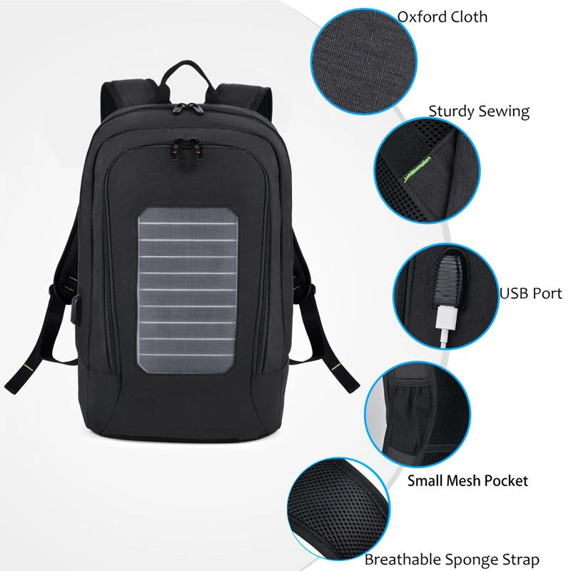 Laptop Bags Solar Panel Charger USB Charging Port Water Resistant Anti-Theft Solar Backpack Water Proof Travel Bag Laptop Solar Power Backpack