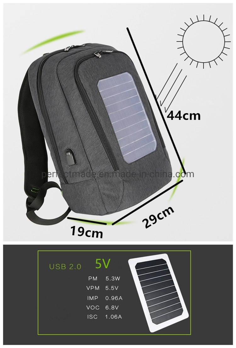 Business Laptop Smart USB Charging Solar Power Panel Backpack