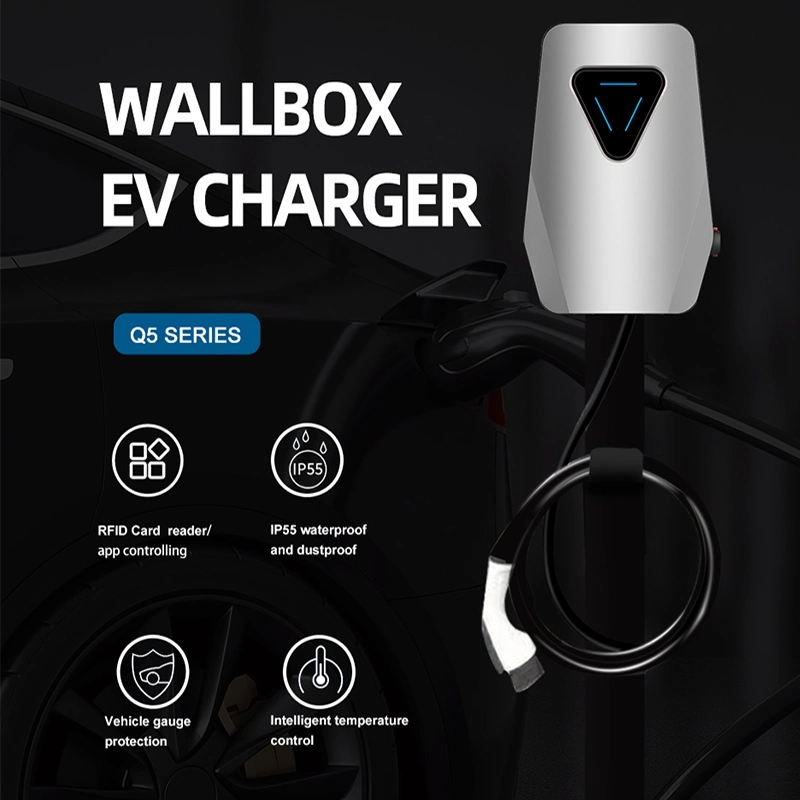 Manufacturer 220V Wall 7kw 11kw 22kw Smart Home AC EV Smart EV Car Charger EV Vehicle EV Charger Wallbox with LCD Screen