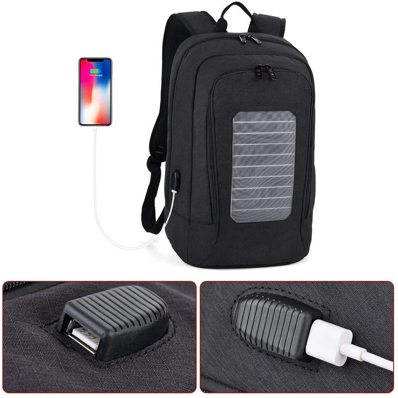 Laptop Bags Solar Panel Charger USB Charging Port Water Resistant Anti-Theft Solar Backpack Water Proof Travel Bag Laptop Solar Power Backpack