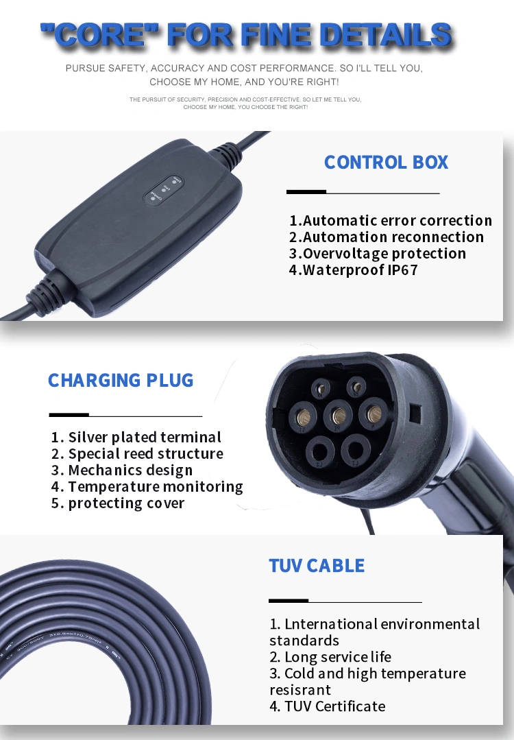 Wholesale IEC 62196 16A 3.5kw Electric Car Charger Level 2 Home Adaptor Charger Type 2 AC Portable EV Charging Station