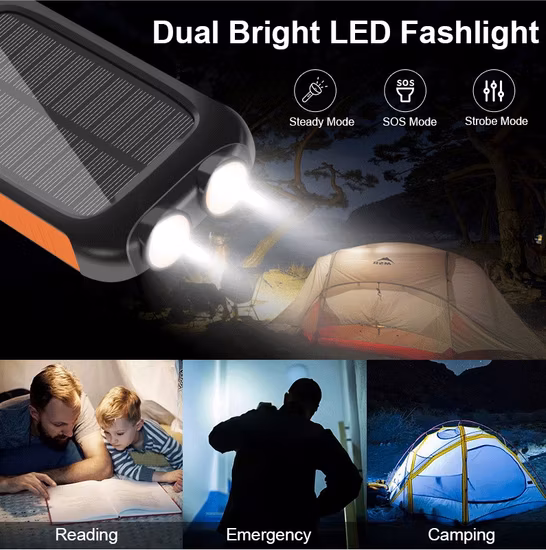 IP67 Ipx6 20000mAh 防水ポータブル太陽光発電銀行