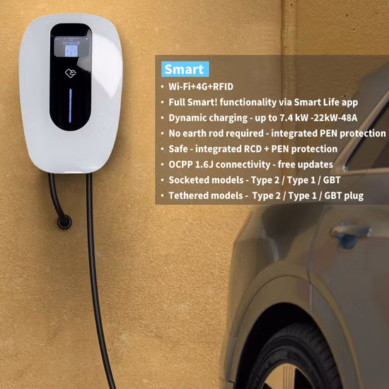 実用的な電気自動車充電器 AC 50A 11KW タイプ 1 ホームウォールボックス Ocpp 付き